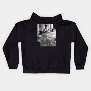 Vintage Photo of Woman Sorting Coffee Kids Hoodie